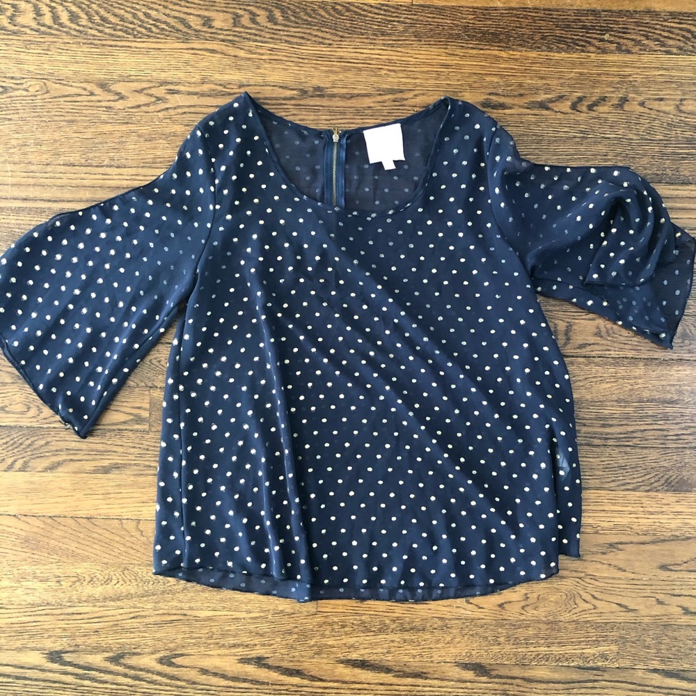 Size L Flowy Gold Dot Sheer Romeo & Juliet blouse